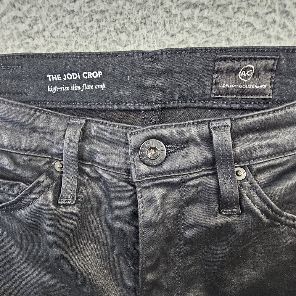 AG Adriano Goldschmied Pants 24 The Jodi Crop Coated Black High Rise Slim Flare - Picture 7 of 8